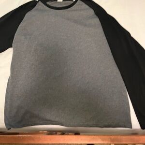 Gray and Black Long Sleeve Raglan Tee